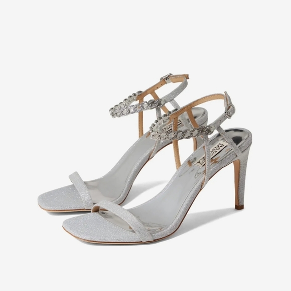 Badgley Mischka Kai Silver Heels - Picture 1 of 17
